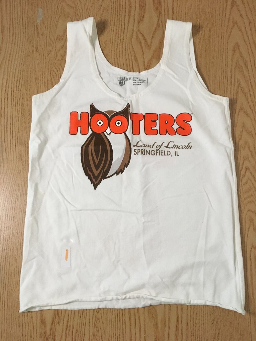 B62 #1 Hooters Girl Worn Rare Sexy Vintage Uniform Tank Springfield IL Small